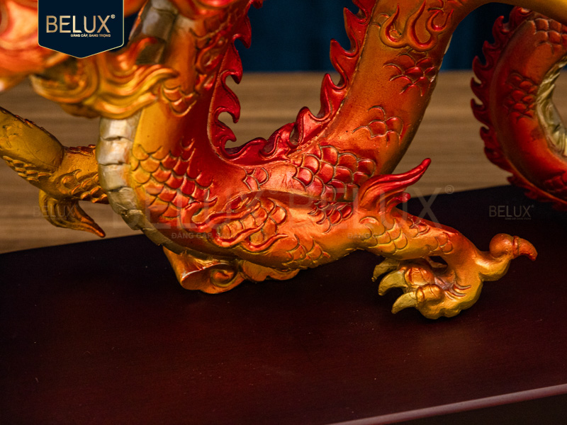 Tượng rồng ôm ngọc bằng đồng decor dài 36cm